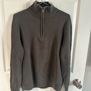 Calvin Klein Men's Zip-Up Ribbed Sweater - Dark Gray